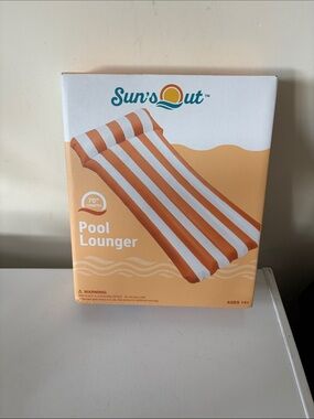 Kids Orange & White Inflatable Pool Lounger